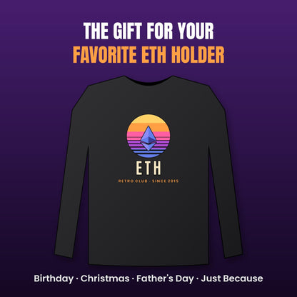 Ethereum Sunset Long Sleeve Shirt, Retro ETH Tee, Vintage Crypto Shirt, Ethereum Gift, ETH Holder Gift