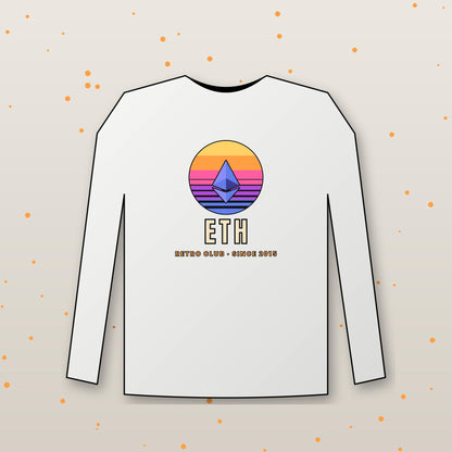Ethereum Sunset Long Sleeve Shirt, Retro ETH Tee, Vintage Crypto Shirt, Ethereum Gift, ETH Holder Gift