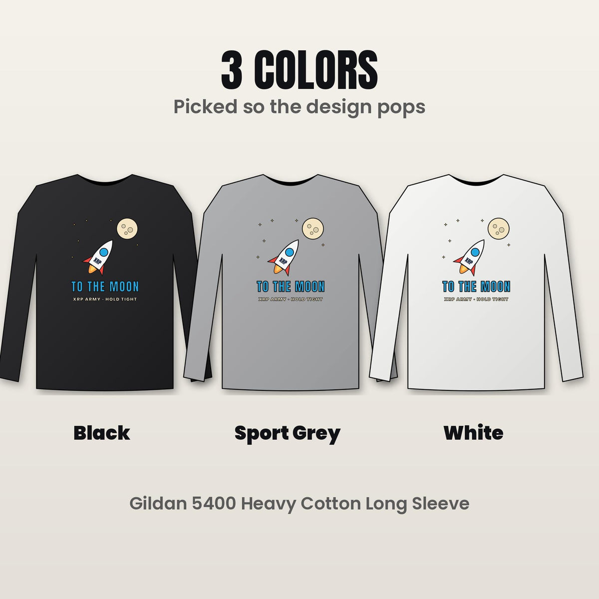 XRP To The Moon Long Sleeve Shirt, Army Tee, Rocket Crypto Shirt, Altcoin Holder Gift