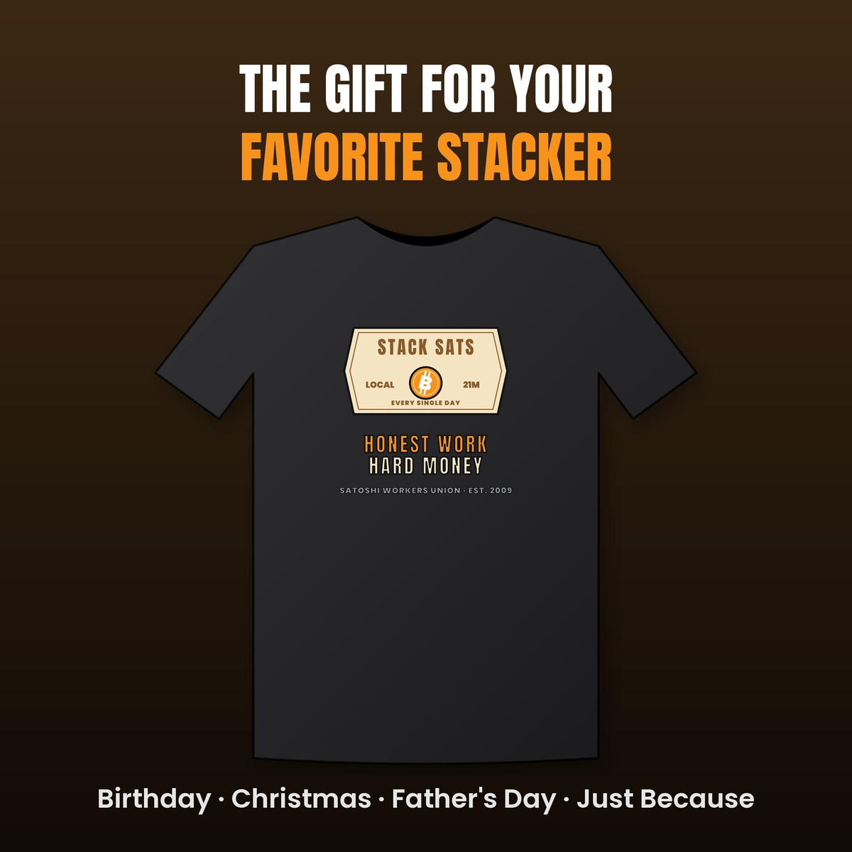 Stack Sats Shirt, Bitcoin Workwear T-Shirt, Vintage Badge Crypto Tee, Bitcoin Gift For Men, Hard Money Shirt