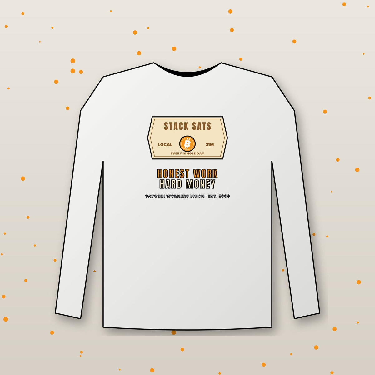 Stack Sats Long Sleeve Shirt, Bitcoin Workwear Tee, Vintage Badge Crypto Shirt, Bitcoin Gift For Men