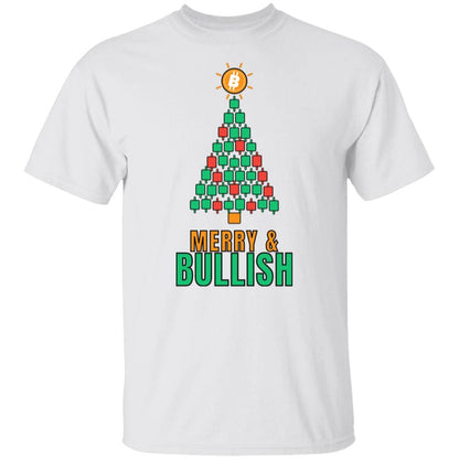 Bitcoin Christmas Shirt, Merry and Bullish Crypto Tee, Candlestick Christmas Tree T-Shirt, Crypto Trader Gift, BTC Holiday Shirt