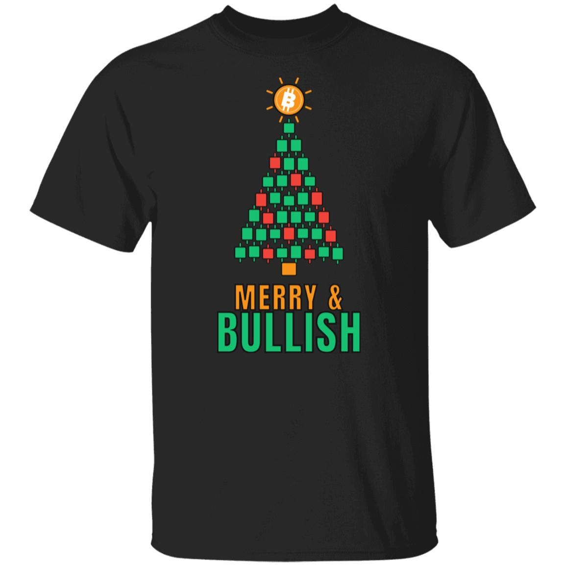 Bitcoin Christmas Shirt, Merry and Bullish Crypto Tee, Candlestick Christmas Tree T-Shirt, Crypto Trader Gift, BTC Holiday Shirt