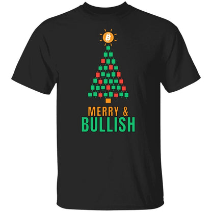 Bitcoin Christmas Shirt, Merry and Bullish Crypto Tee, Candlestick Christmas Tree T-Shirt, Crypto Trader Gift, BTC Holiday Shirt