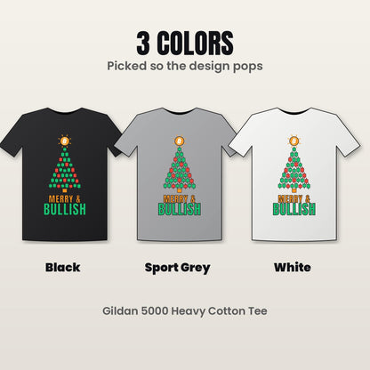 Bitcoin Christmas Shirt, Merry and Bullish Crypto Tee, Candlestick Christmas Tree T-Shirt, Crypto Trader Gift, BTC Holiday Shirt