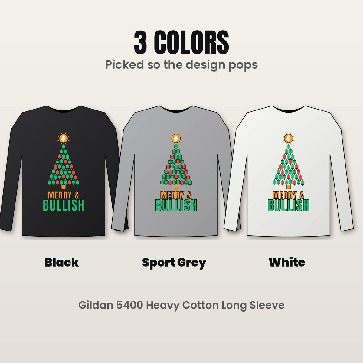 Bitcoin Christmas Long Sleeve Shirt, Merry and Bullish Crypto Tee, Candlestick Christmas Tree, Crypto Trader Gift, BTC Holiday Shirt