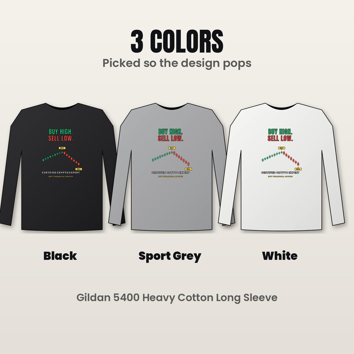 Buy High Sell Low Long Sleeve Shirt, Funny Crypto Tee, Day Trader Gift, Stock Market Humor Shirt, Crypto Investor Gift