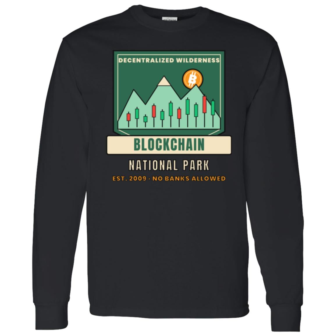 Blockchain National Park Long Sleeve Shirt, Funny Bitcoin Tee, Vintage Park Badge Crypto Shirt, Hiking Crypto Gift