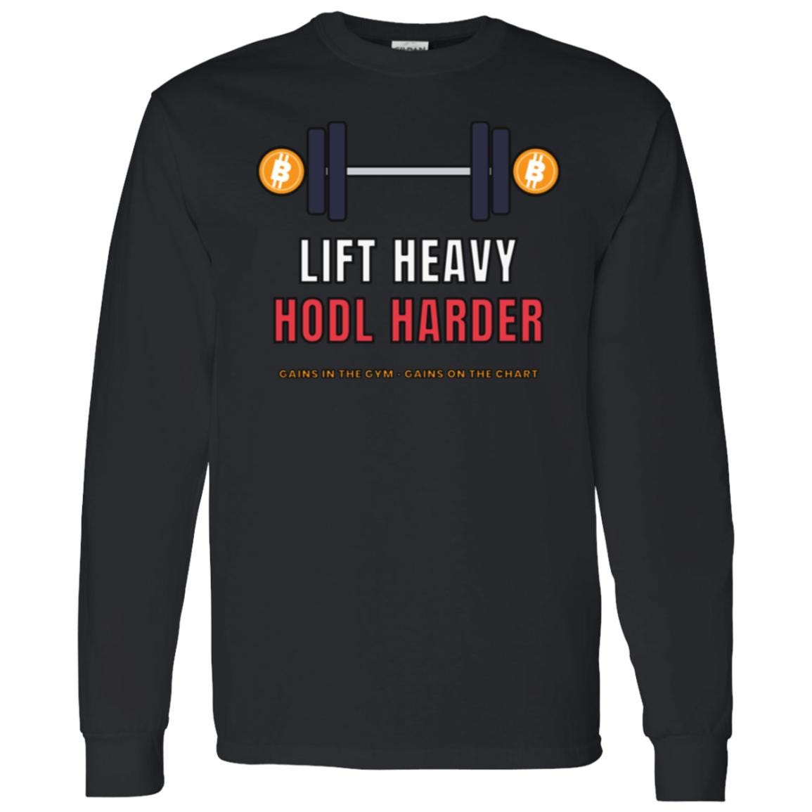 Lift Heavy Hodl Harder Long Sleeve Shirt, Bitcoin Gym Tee, Crypto Workout Shirt, Weightlifting Gift