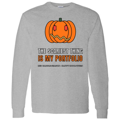 Halloween Crypto Long Sleeve Shirt, Scariest Thing Is My Portfolio Tee, Funny Pumpkin Crypto Shirt, Trader Gift