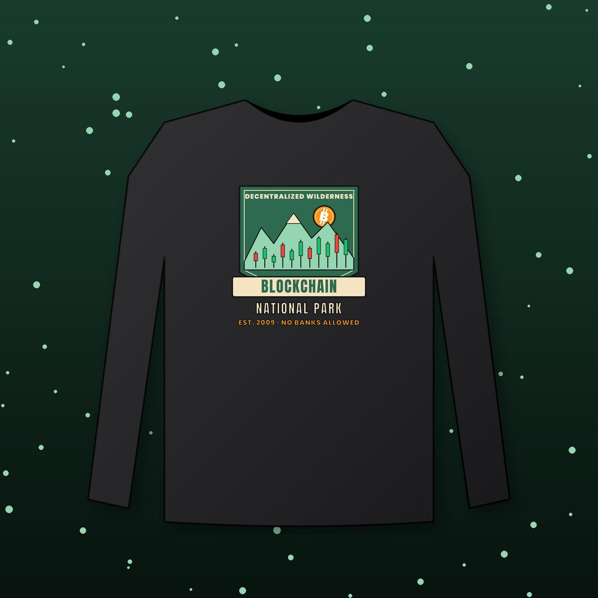Blockchain National Park Long Sleeve Shirt, Funny Bitcoin Tee, Vintage Park Badge Crypto Shirt, Hiking Crypto Gift