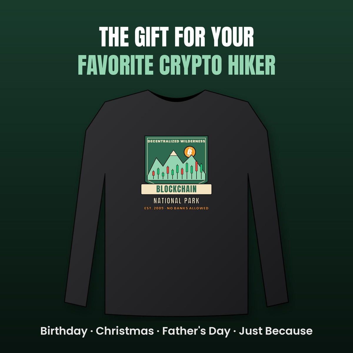 Blockchain National Park Long Sleeve Shirt, Funny Bitcoin Tee, Vintage Park Badge Crypto Shirt, Hiking Crypto Gift