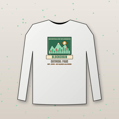 Blockchain National Park Long Sleeve Shirt, Funny Bitcoin Tee, Vintage Park Badge Crypto Shirt, Hiking Crypto Gift