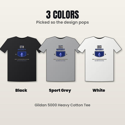 ETH University Shirt, Ethereum Varsity T-Shirt, Collegiate Crypto Tee, Crypto Student Gift, Ethereum Gift, Blockchain Shirt