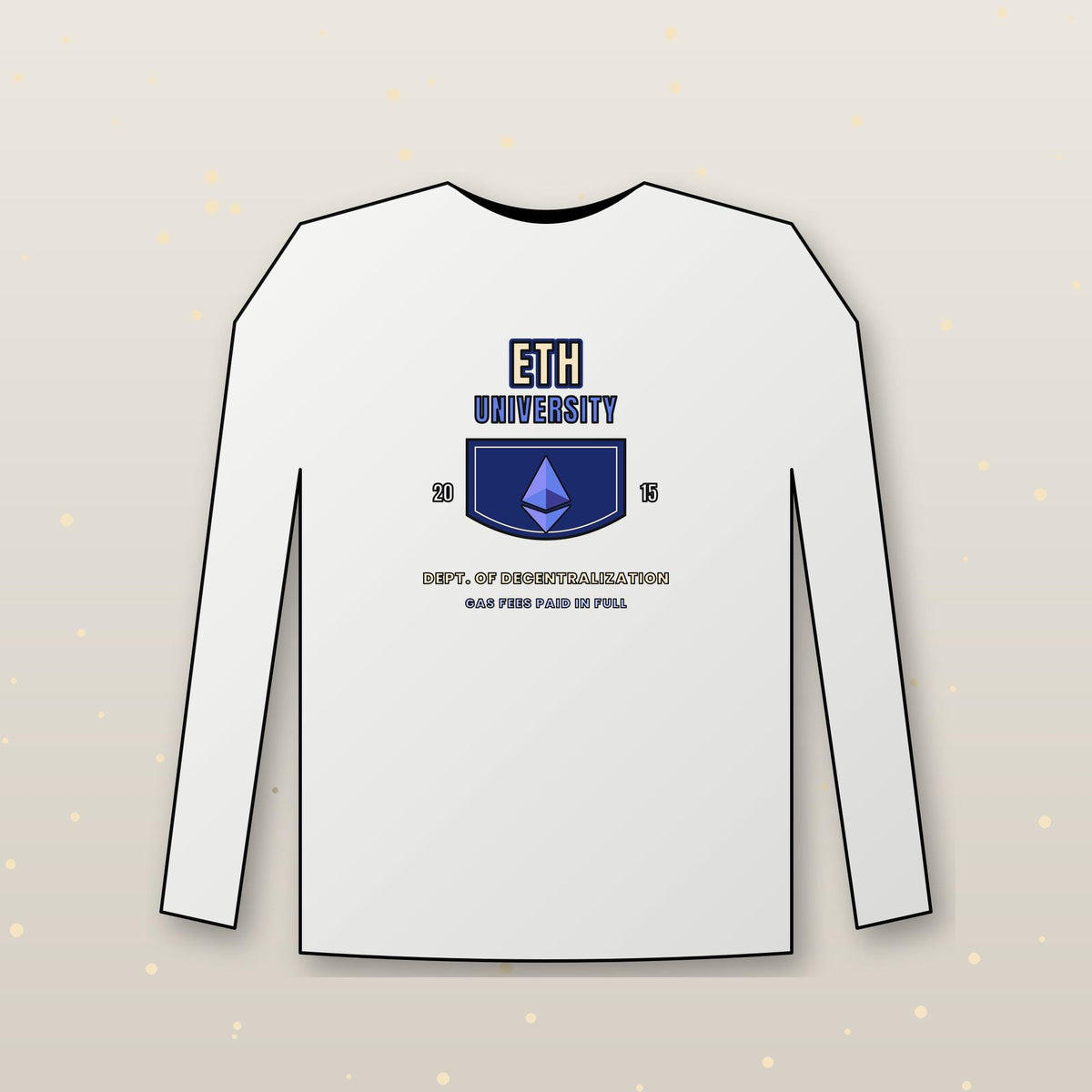 ETH University Long Sleeve Shirt, Ethereum Varsity Tee, Collegiate Crypto Shirt, Crypto Student Gift
