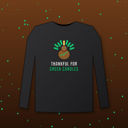 Thankful For Green Candles Long Sleeve Shirt, Funny Thanksgiving Crypto Tee, Turkey Trader Shirt, Trader Gift