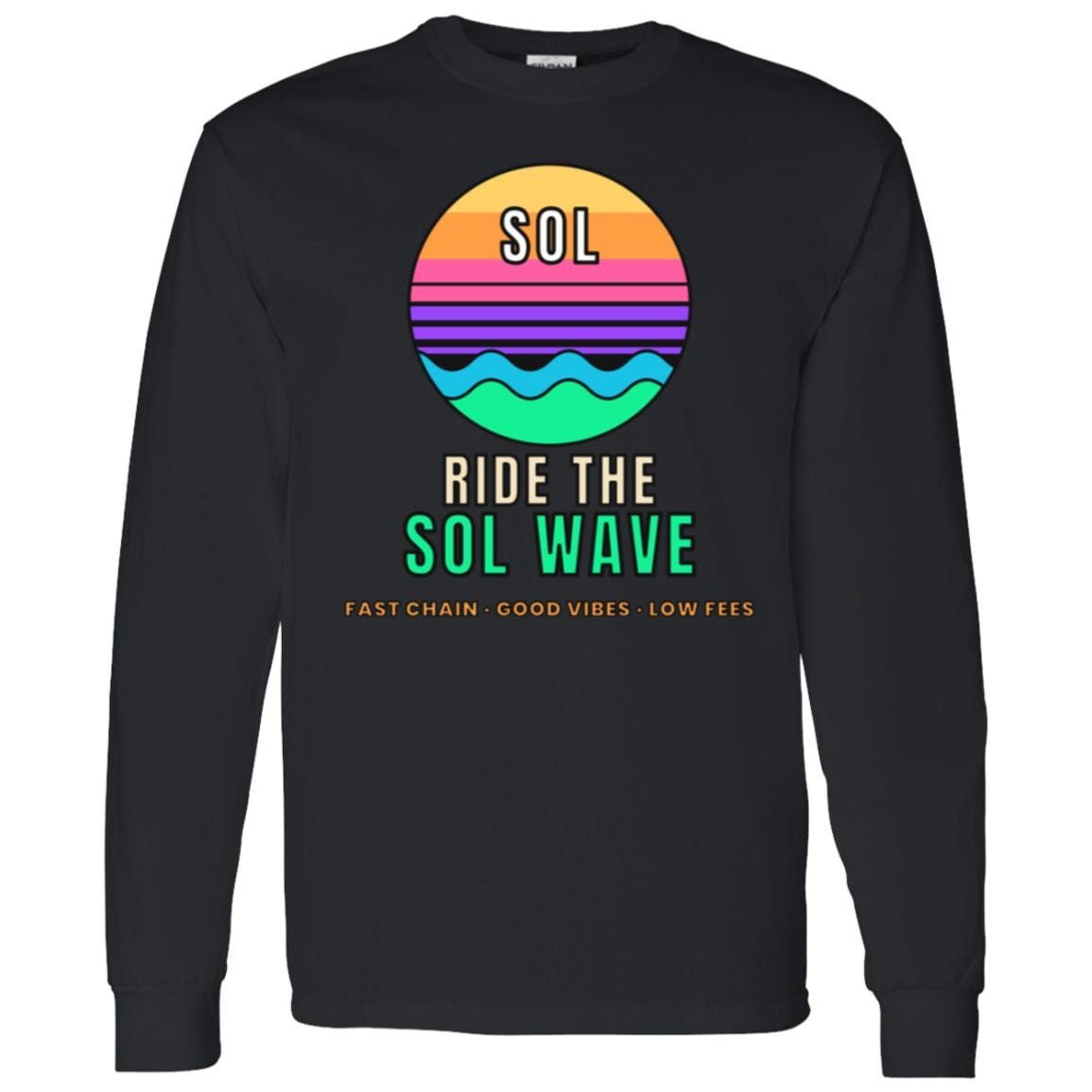 Ride The SOL Wave Long Sleeve Shirt, Solana Tee, Retro Sunset Crypto Shirt, SOL Holder Gift