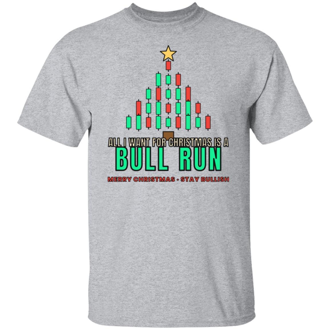 All I Want For Christmas Is A Bull Run Shirt, Funny Christmas Crypto T-Shirt, Candlestick Tree Tee, Trader Gift