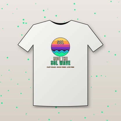 Ride The SOL Wave Shirt, Solana T-Shirt, Retro Sunset Crypto Tee, SOL Holder Gift, Surf Crypto Shirt, Crypto Investor Gift