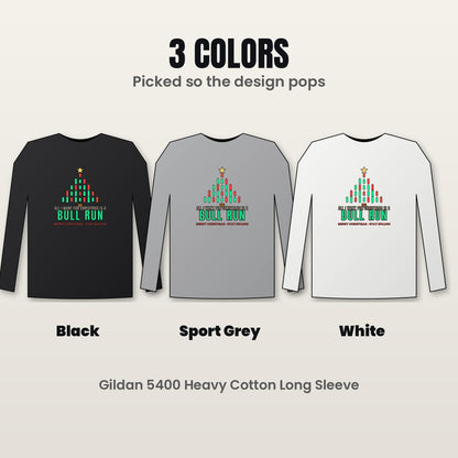 All I Want For Christmas Is A Bull Run Long Sleeve Shirt, Christmas Crypto Tee, Candlestick Tree Shirt