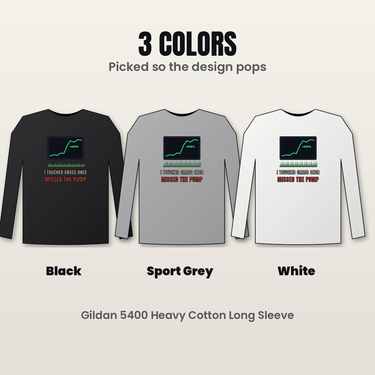 I Touched Grass Once Missed The Pump Long Sleeve Shirt, Funny Crypto Tee, Crypto Meme Shirt, Trader Gift