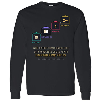 With History Comes Knowledge Long Sleeve Shirt, Knowledge Is Power Tee, Blockchain Crypto Shirt, Investor Gift