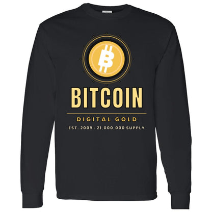 Gold Bitcoin Long Sleeve Shirt, Digital Gold Tee, Bitcoin Gift For Men, Crypto Investor Shirt, BTC Gift