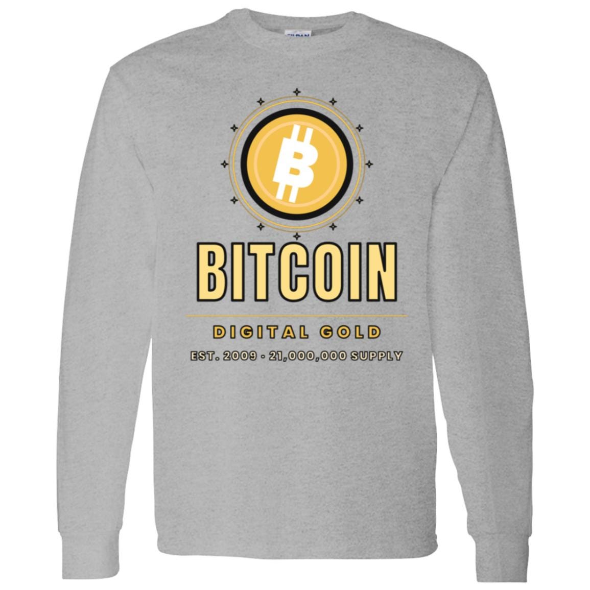 Gold Bitcoin Long Sleeve Shirt, Digital Gold Tee, Bitcoin Gift For Men, Crypto Investor Shirt, BTC Gift