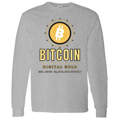 Gold Bitcoin Long Sleeve Shirt, Digital Gold Tee, Bitcoin Gift For Men, Crypto Investor Shirt, BTC Gift