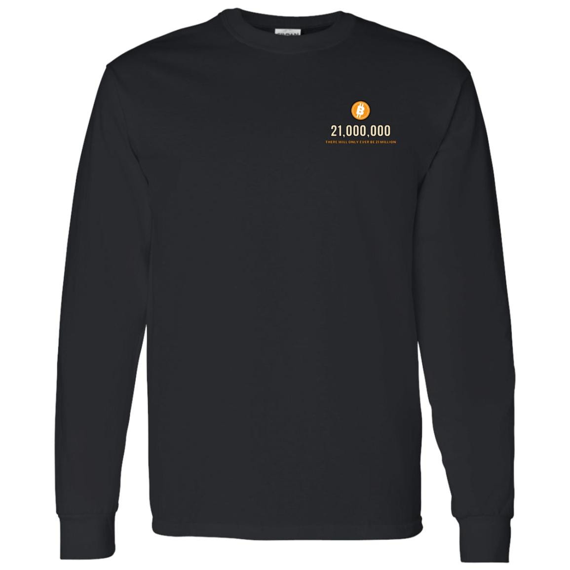 Bitcoin 21 Million Long Sleeve Shirt, Minimalist Bitcoin Tee, Small Chest BTC Shirt, Crypto Gift For Men