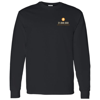 Bitcoin 21 Million Long Sleeve Shirt, Minimalist Bitcoin Tee, Small Chest BTC Shirt, Crypto Gift For Men
