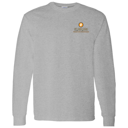 Bitcoin 21 Million Long Sleeve Shirt, Minimalist Bitcoin Tee, Small Chest BTC Shirt, Crypto Gift For Men
