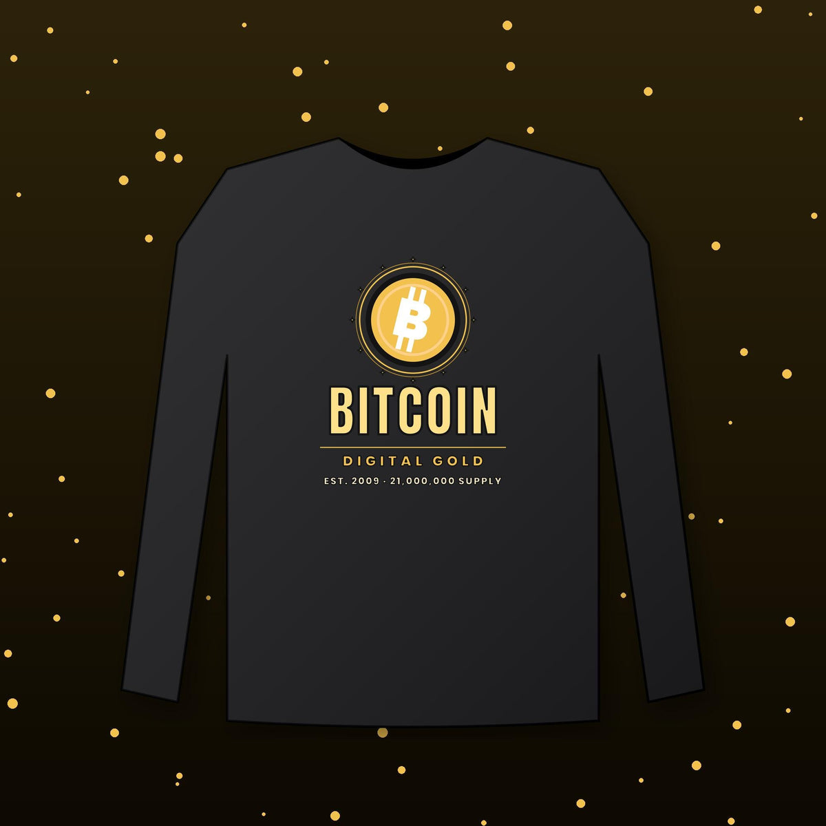 Gold Bitcoin Long Sleeve Shirt, Digital Gold Tee, Bitcoin Gift For Men, Crypto Investor Shirt, BTC Gift