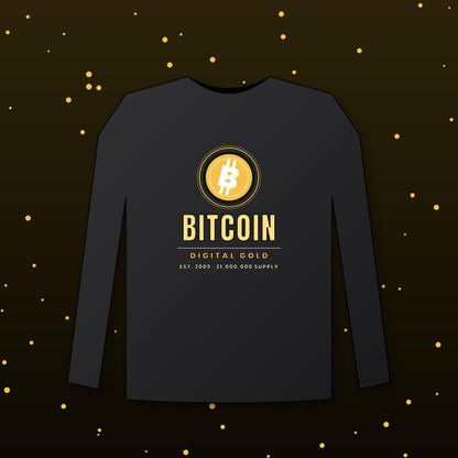 Gold Bitcoin Long Sleeve Shirt, Digital Gold Tee, Bitcoin Gift For Men, Crypto Investor Shirt, BTC Gift