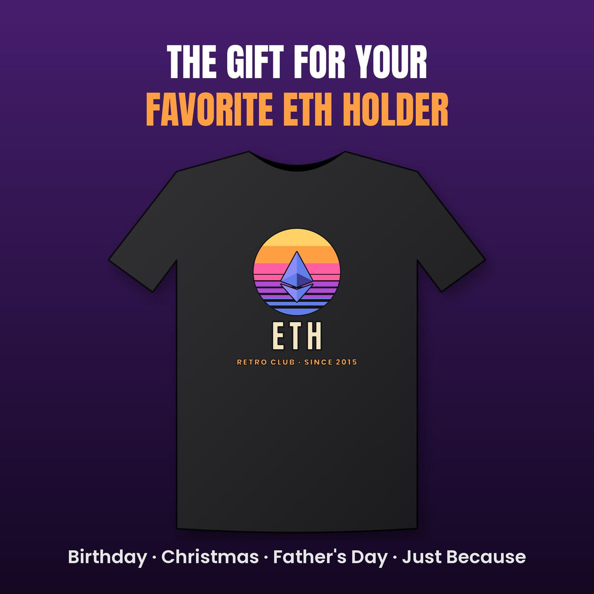 Ethereum Sunset Shirt, Retro ETH T-Shirt, Vintage Crypto Tee, Ethereum Gift, ETH Holder Gift, Crypto Investor Shirt