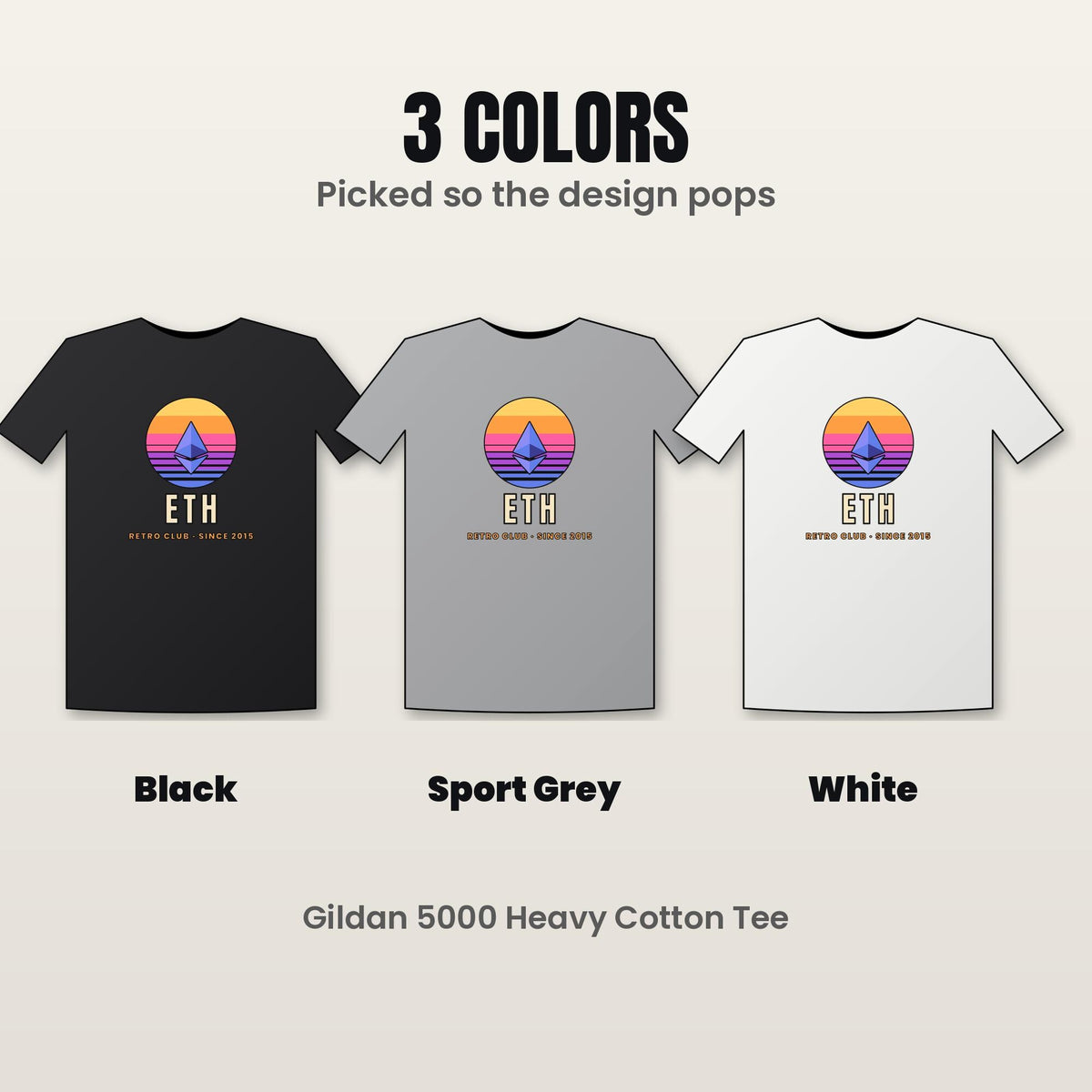 Ethereum Sunset Shirt, Retro ETH T-Shirt, Vintage Crypto Tee, Ethereum Gift, ETH Holder Gift, Crypto Investor Shirt