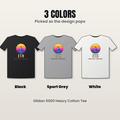 Ethereum Sunset Shirt, Retro ETH T-Shirt, Vintage Crypto Tee, Ethereum Gift, ETH Holder Gift, Crypto Investor Shirt