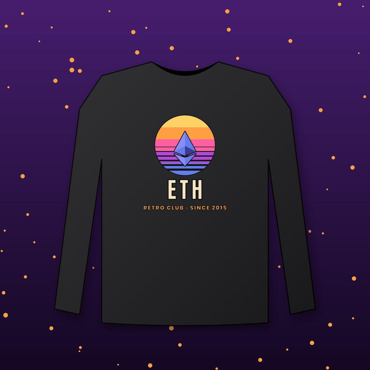Ethereum Sunset Long Sleeve Shirt, Retro ETH Tee, Vintage Crypto Shirt, Ethereum Gift, ETH Holder Gift