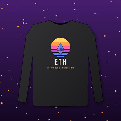 Ethereum Sunset Long Sleeve Shirt, Retro ETH Tee, Vintage Crypto Shirt, Ethereum Gift, ETH Holder Gift