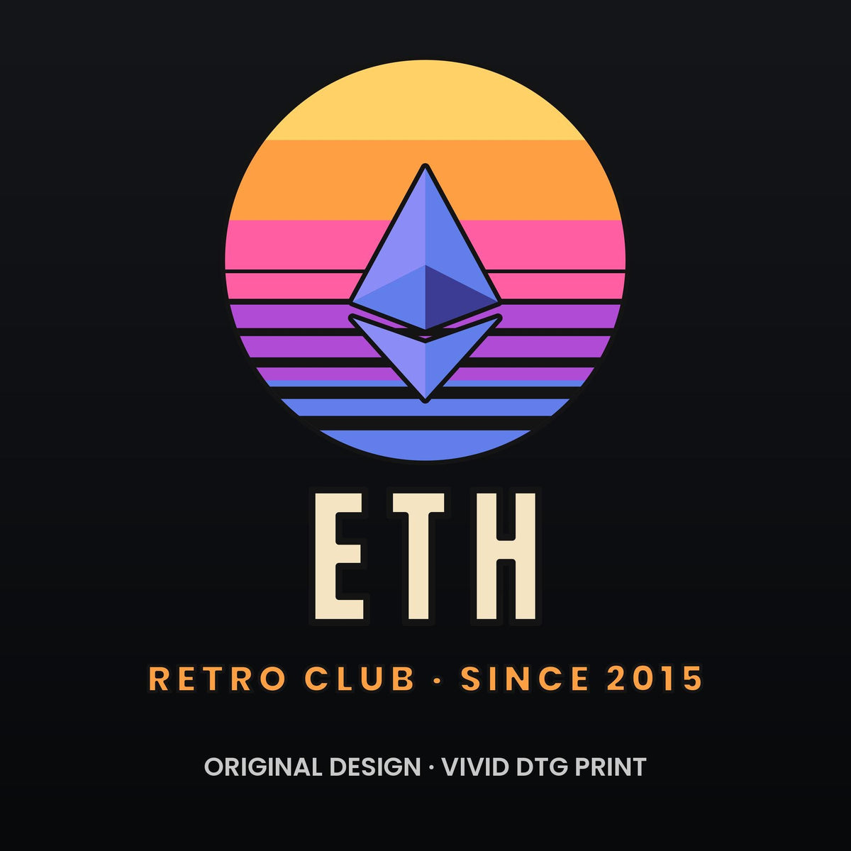 Ethereum Sunset Long Sleeve Shirt, Retro ETH Tee, Vintage Crypto Shirt, Ethereum Gift, ETH Holder Gift