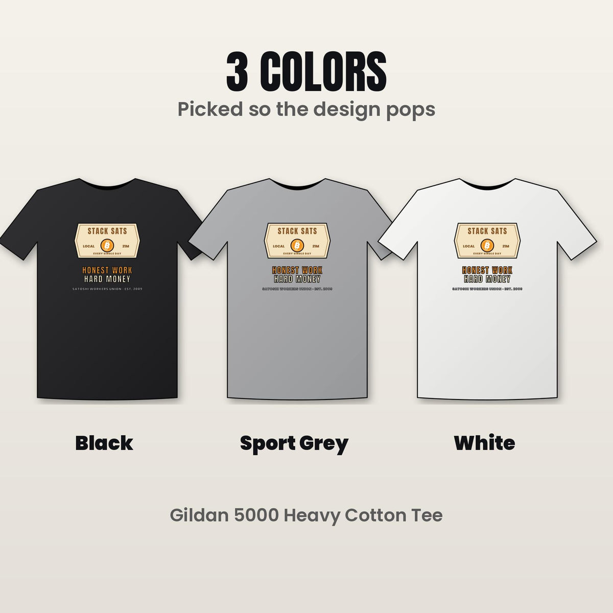 Stack Sats Shirt, Bitcoin Workwear T-Shirt, Vintage Badge Crypto Tee, Bitcoin Gift For Men, Hard Money Shirt