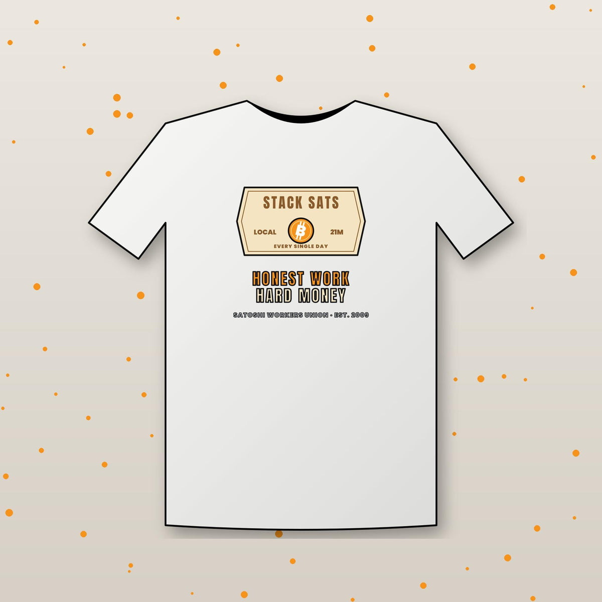 Stack Sats Shirt, Bitcoin Workwear T-Shirt, Vintage Badge Crypto Tee, Bitcoin Gift For Men, Hard Money Shirt