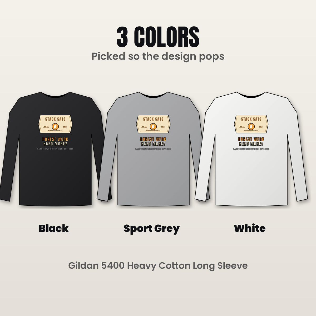 Stack Sats Long Sleeve Shirt, Bitcoin Workwear Tee, Vintage Badge Crypto Shirt, Bitcoin Gift For Men