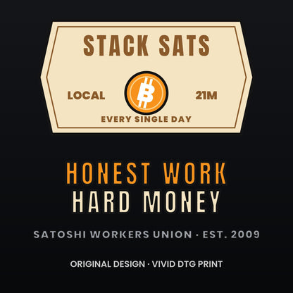 Stack Sats Long Sleeve Shirt, Bitcoin Workwear Tee, Vintage Badge Crypto Shirt, Bitcoin Gift For Men