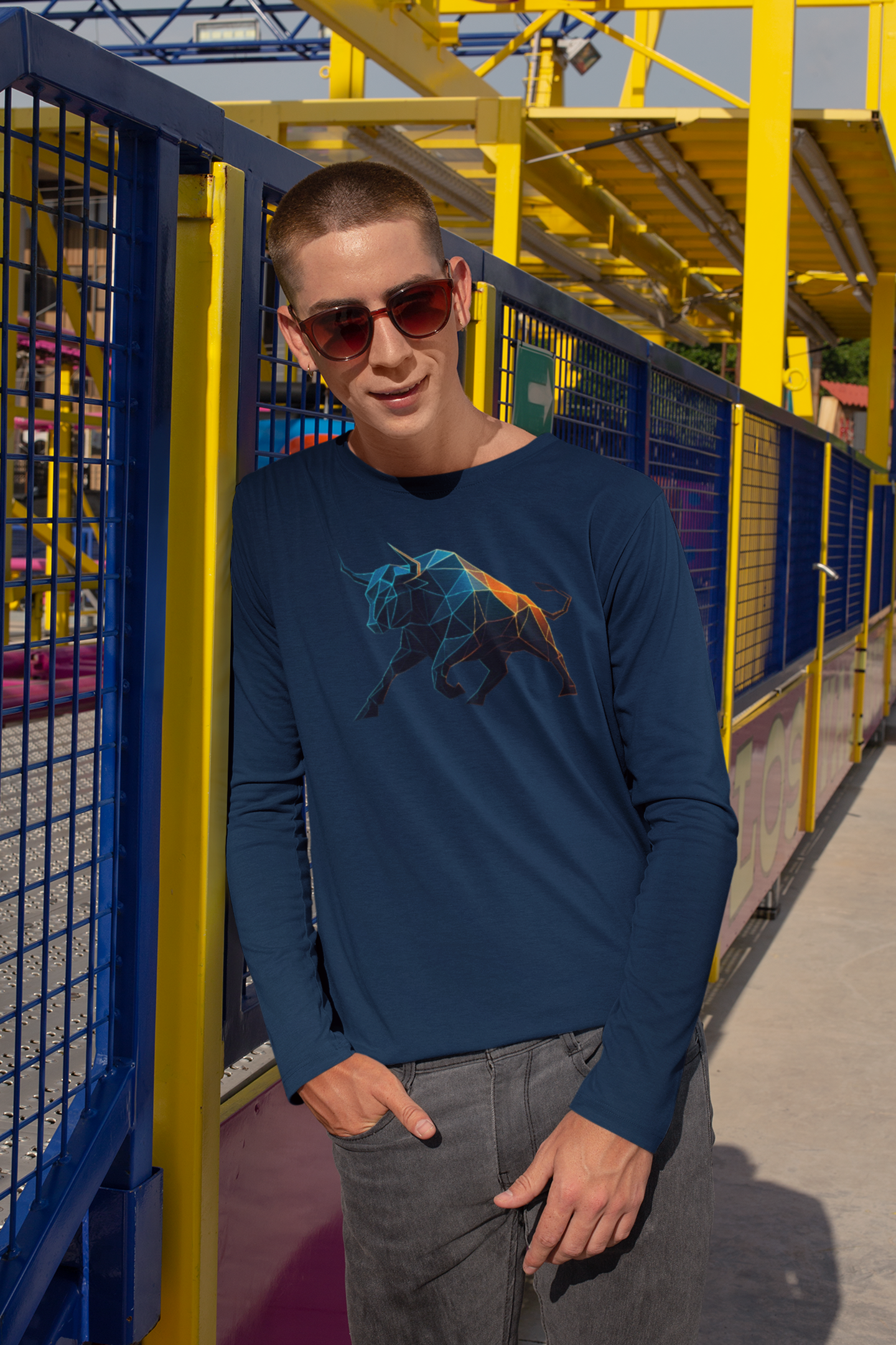 Polygonal Bull Long Sleeve Bullish Crypto